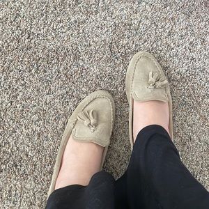 Aldo Beige Suede Flat Moccasin Loafers with Tassels